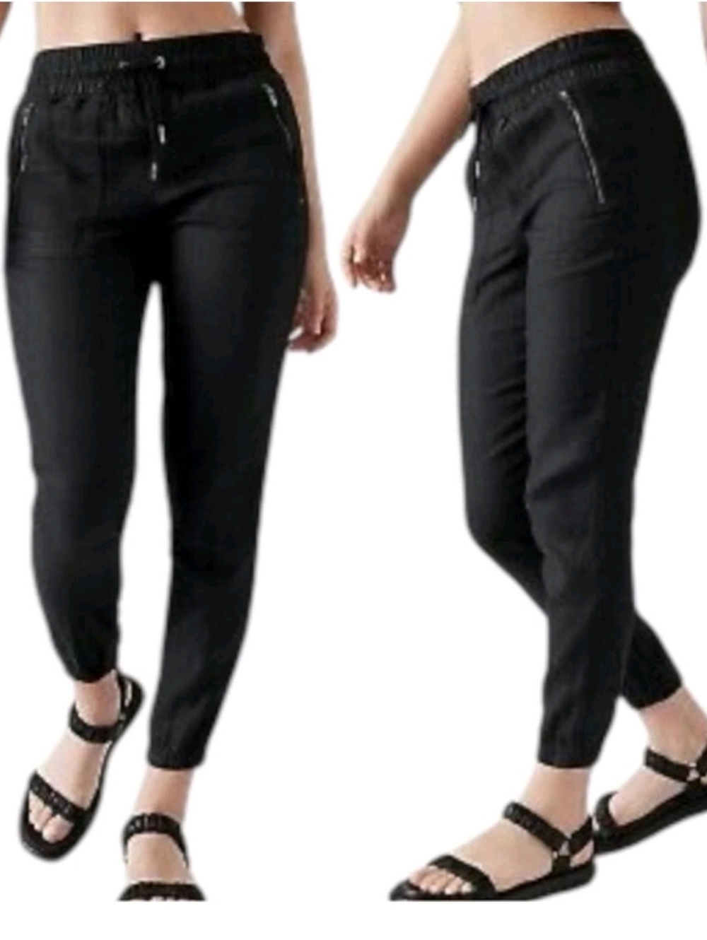 Athleta Cabo Linen Black Joggers, Size 8